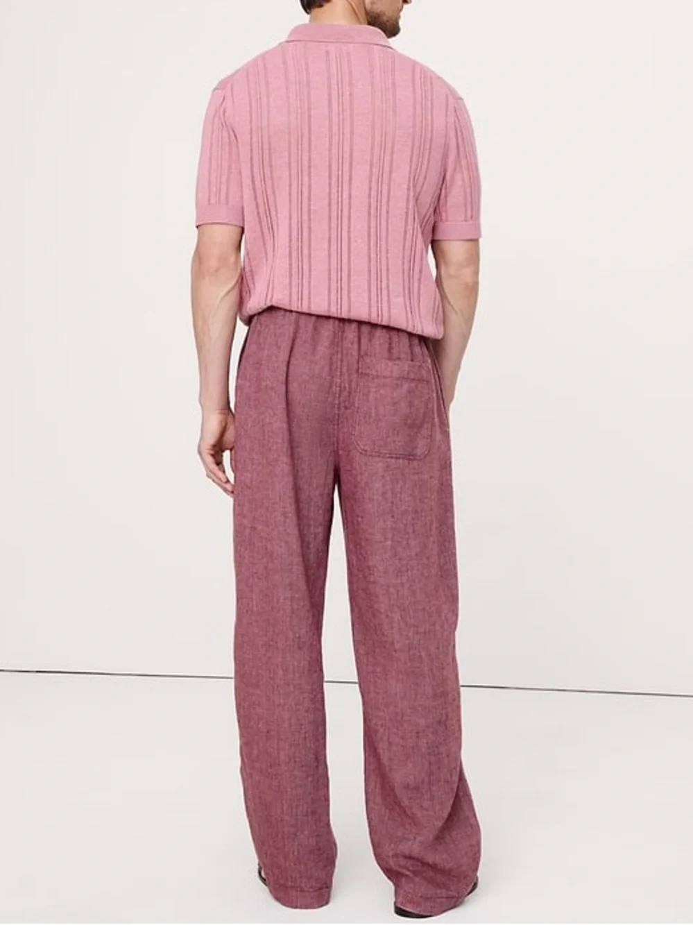 New Banana Republic Relaxed Linen Pull-On Beach Pant Plum/Wine Size Large NWT